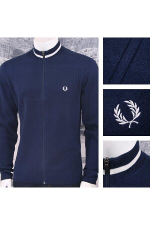 lrgscaleFred Perry AW17 Zip Funnel Neck Jumper Blue