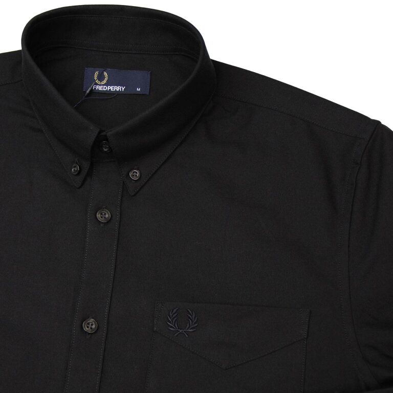 fred perry button down oxford shirt black 1