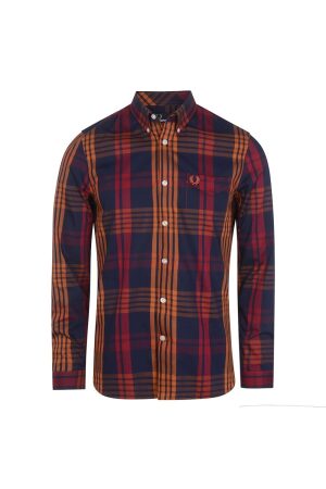 fred perry twill check shirt in blue 124508 7 90247